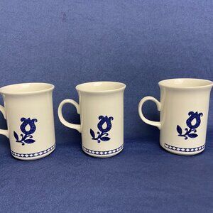 Set of 3 Blue White Coffee Mugs Churchill Made in England